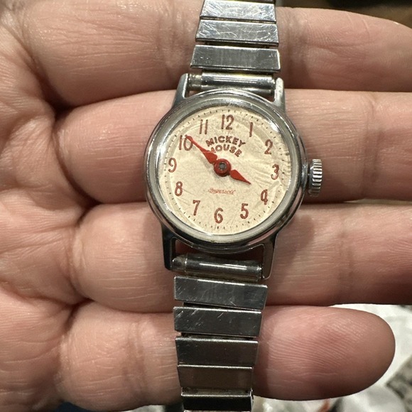 Working VTG Ingersoll Mickey Mouse 24mm Manual Wind watch Unisex Fit 7in Rare - Picture 2 of 9